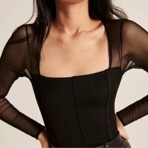 Abercrombie Black Sheer Long Sleeve Bodysuit